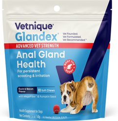 Vetnique Labs Glandex Advanced Vet Strength Duck & Bacon Flavor Anal Gland Health Chew Supplement for Dogs, 10 count