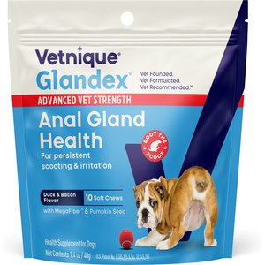 Vetnique Labs Glandex Advanced Vet Strength Duck & Bacon Flavor Anal Gland Health Chew Supplement for Dogs, 10 count