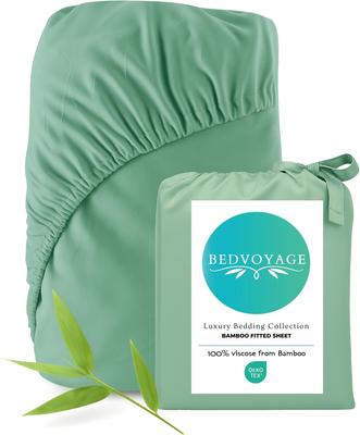 Show full view: BedVoyage Luxury 100% Viscose from Bamboo Fitted Sheet, Seaglass, Queen slide 7 of 8