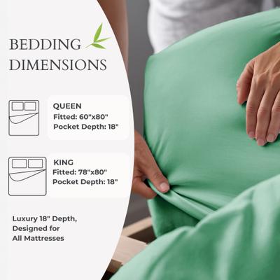 Show full view: BedVoyage Luxury 100% Viscose from Bamboo Fitted Sheet, Seaglass, Queen slide 5 of 8