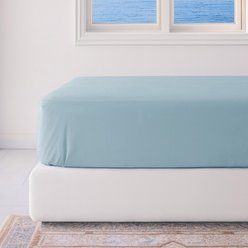 BedVoyage Luxury 100% Viscose from Bamboo Fitted Sheet, Sky, Queen