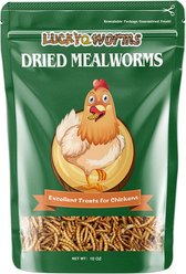 LuckyQworms Dried Mealworms Chicken Bird & Fish Treats, 10-oz bag