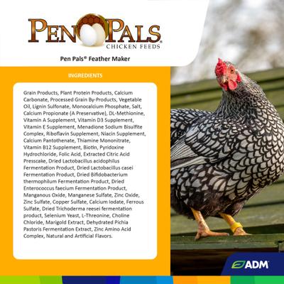 Show full view: ADM Pen Pals Feather Maker 18% Protein Pellets Chicken Feed, 50-lb bag slide 3 of 7