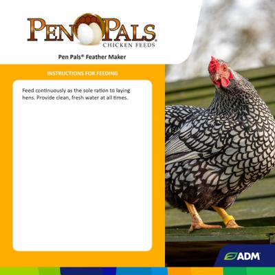 Show full view: ADM Pen Pals Feather Maker 18% Protein Pellets Chicken Feed, 50-lb bag slide 2 of 7