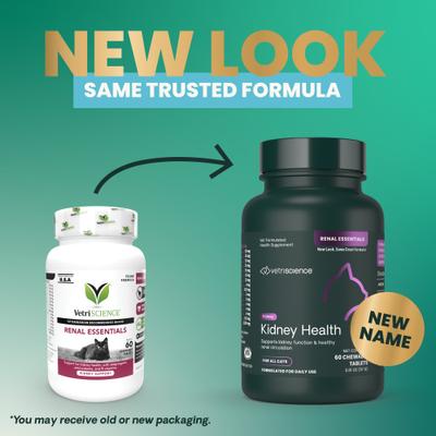 Show full view: VetriScience Renal Essentials Chicken & Fish Flavored Chewable Tablets Kidney Supplement for Cats, 60 count slide 3 of 11