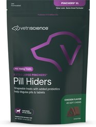 VetriScience Pinchers Pill Hiders Chicken Flavored Chews with Probiotics Non-Greasy Wrap for Dogs, X-Large, 45 count