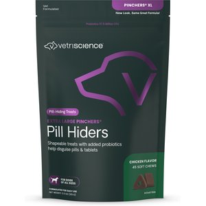 VetriScience Pinchers Pill Hiders Chicken Flavored Chews with Probiotics Non-Greasy Wrap for Dogs, X-Large, 45 count