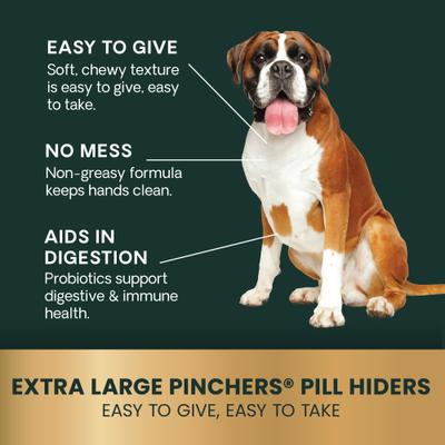 Show full view: VetriScience Pinchers Pill Hiders Chicken Flavored Chews with Probiotics Non-Greasy Wrap for Dogs, X-Large, 45 count slide 6 of 10