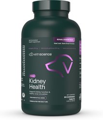 VetriScience Renal Essentials Kidney Health Smoke Flavored Chewable Tablets Supplement for Dogs, 60 count