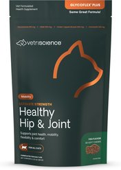 VetriScience GlycoFlex Plus Ultimate Strength Healthy Hip & Joint Fish Flavored Chews Supplement for Cats, 30 count