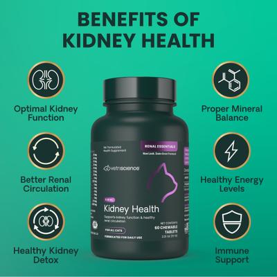Show full view: VetriScience Renal Essentials Chicken & Fish Flavored Chewable Tablets Kidney Supplement for Cats, 60 count slide 7 of 11