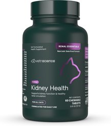 VetriScience Renal Essentials Chicken & Fish Flavored Chewable Tablets Kidney Supplement for Cats, 60 count