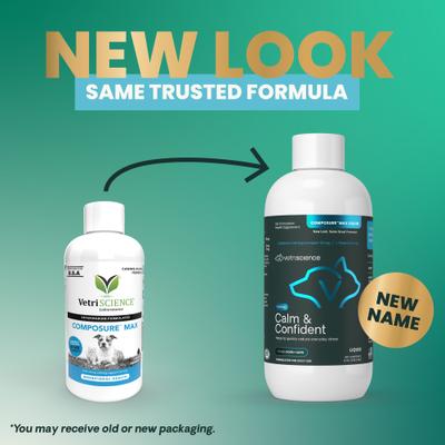 Show full view: VetriScience Composure Unflavored Liquid Calming & Anxiety Supplement for Dogs & Cats, 8-fl oz bottle slide 3 of 11