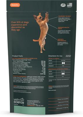 Show full view: VetriScience GlycoFlex 3 Chicken Flavored Chews with Glucosamine & Green-Lipped Mussel Supplement for Small Dogs, 60 count slide 10 of 12