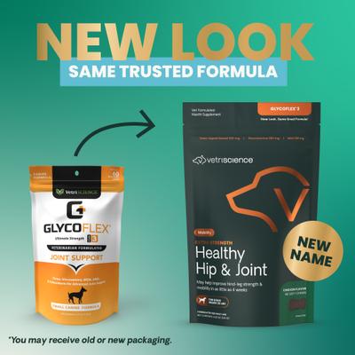 Show full view: VetriScience GlycoFlex 3 Chicken Flavored Chews with Glucosamine & Green-Lipped Mussel Supplement for Small Dogs, 60 count slide 3 of 12