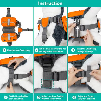 Show full view: PetAmi Saddle Dog & Cat Backpack with Reflective Safety Side Pockets, Medium, Orange slide 3 of 9