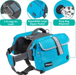 PetAmi Saddle Dog & Cat Backpack with Reflective Safety Side Pockets, Large, Blue slide 2 of 9