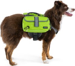 PetAmi Saddle Dog & Cat Backpack with Reflective Safety Side Pockets, Large, Green