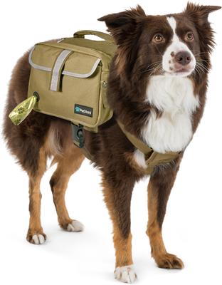 Show full view: PetAmi Saddle Dog & Cat Backpack with Reflective Safety Side Pockets, Large, Tan Canvas slide 2 of 8
