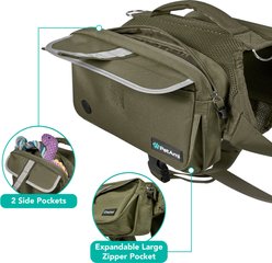 PetAmi Saddle Dog & Cat Backpack with Reflective Safety Side Pockets, Large, Olive Canvas slide 2 of 8