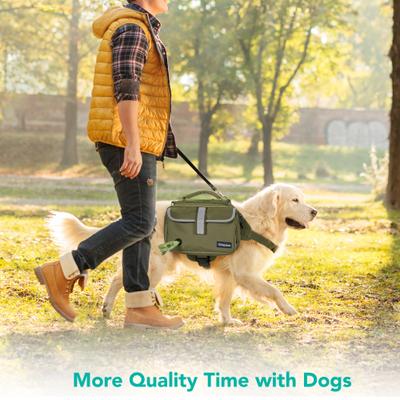 Show full view: PetAmi Saddle Dog & Cat Backpack with Reflective Safety Side Pockets, Large, Olive Canvas slide 8 of 8