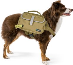 PetAmi Saddle Dog & Cat Backpack with Reflective Safety Side Pockets, Large, Tan Canvas