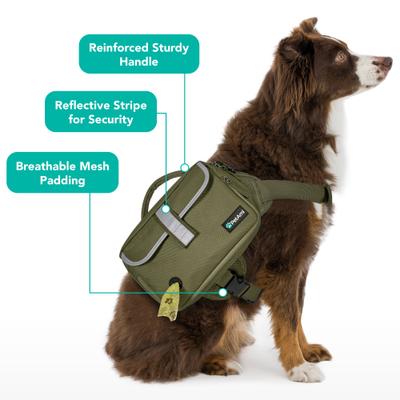 Show full view: PetAmi Saddle Dog & Cat Backpack with Reflective Safety Side Pockets, Large, Olive Canvas slide 3 of 8