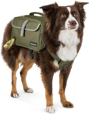 Show full view: PetAmi Saddle Dog & Cat Backpack with Reflective Safety Side Pockets, Large, Olive Canvas slide 2 of 8