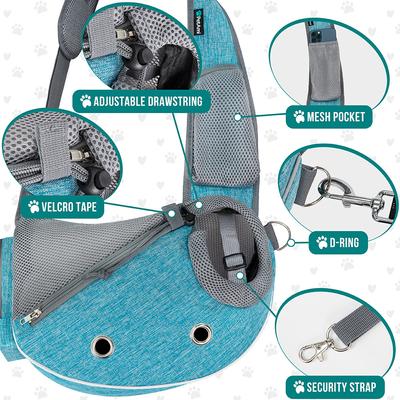 Show full view: PetAmi Airline Approved Sling Dog & Cat Carrier, Teal Blue, Medium slide 4 of 9