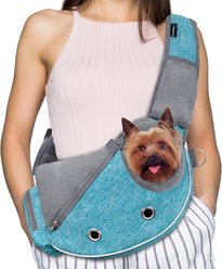 PetAmi Airline Approved Sling Dog & Cat Carrier, Teal Blue, Medium