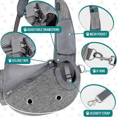 Show full view: PetAmi Airline Approved Sling Dog & Cat Carrier, Gray, Medium slide 3 of 8