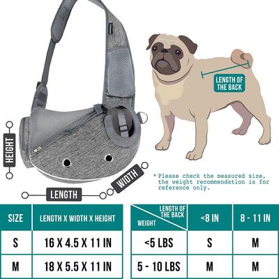 Show full view: PetAmi Airline Approved Sling Dog & Cat Carrier, Gray, Medium slide 2 of 8