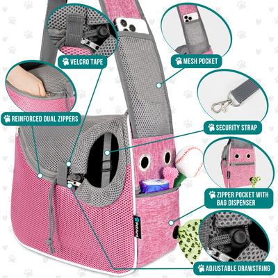 Show full view: PetAmi Airline Approved Sling Small Dog & Cat Carrier, Pink slide 3 of 7