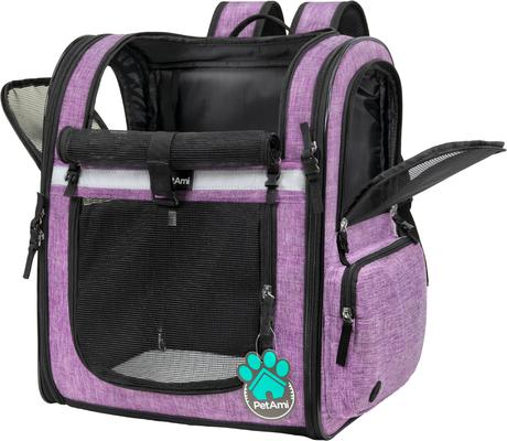 Show full view: PetAmi Ventilated Airline Approved Dog & Cat Carrier Backpack, Purple slide 9 of 9