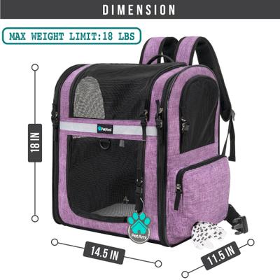Show full view: PetAmi Ventilated Airline Approved Dog & Cat Carrier Backpack, Purple slide 7 of 9