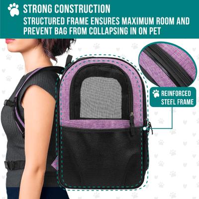 Show full view: PetAmi Ventilated Airline Approved Dog & Cat Carrier Backpack, Purple slide 6 of 9