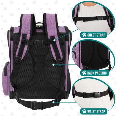 Show full view: PetAmi Ventilated Airline Approved Dog & Cat Carrier Backpack, Purple slide 5 of 9