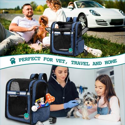 Show full view: PetAmi Ventilated Airline Approved Dog & Cat Carrier Backpack, Navy Blue slide 7 of 8