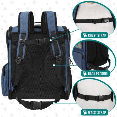 Show full view: PetAmi Ventilated Airline Approved Dog & Cat Carrier Backpack, Navy Blue slide 4 of 8