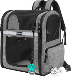 PetAmi Ventilated Airline Approved Dog & Cat Carrier Backpack, Heather Grey