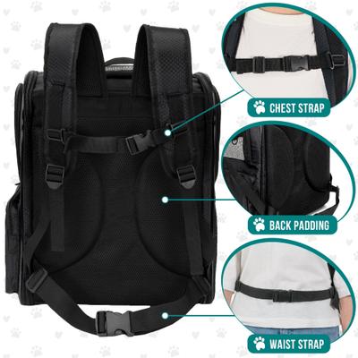 Show full view: PetAmi Ventilated Airline Approved Dog & Cat Carrier Backpack, Black slide 4 of 8