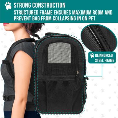 Show full view: PetAmi Ventilated Airline Approved Dog & Cat Carrier Backpack, Black slide 5 of 8