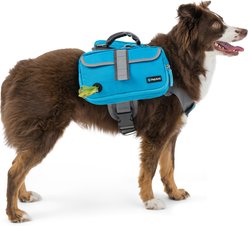 PetAmi Saddle Dog & Cat Backpack with Reflective Safety Side Pockets, Medium, Blue