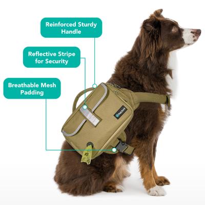Show full view: PetAmi Saddle Dog & Cat Backpack with Reflective Safety Side Pockets, Large, Tan Canvas slide 3 of 8