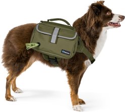 PetAmi Saddle Dog & Cat Backpack with Reflective Safety Side Pockets, Large, Olive Canvas
