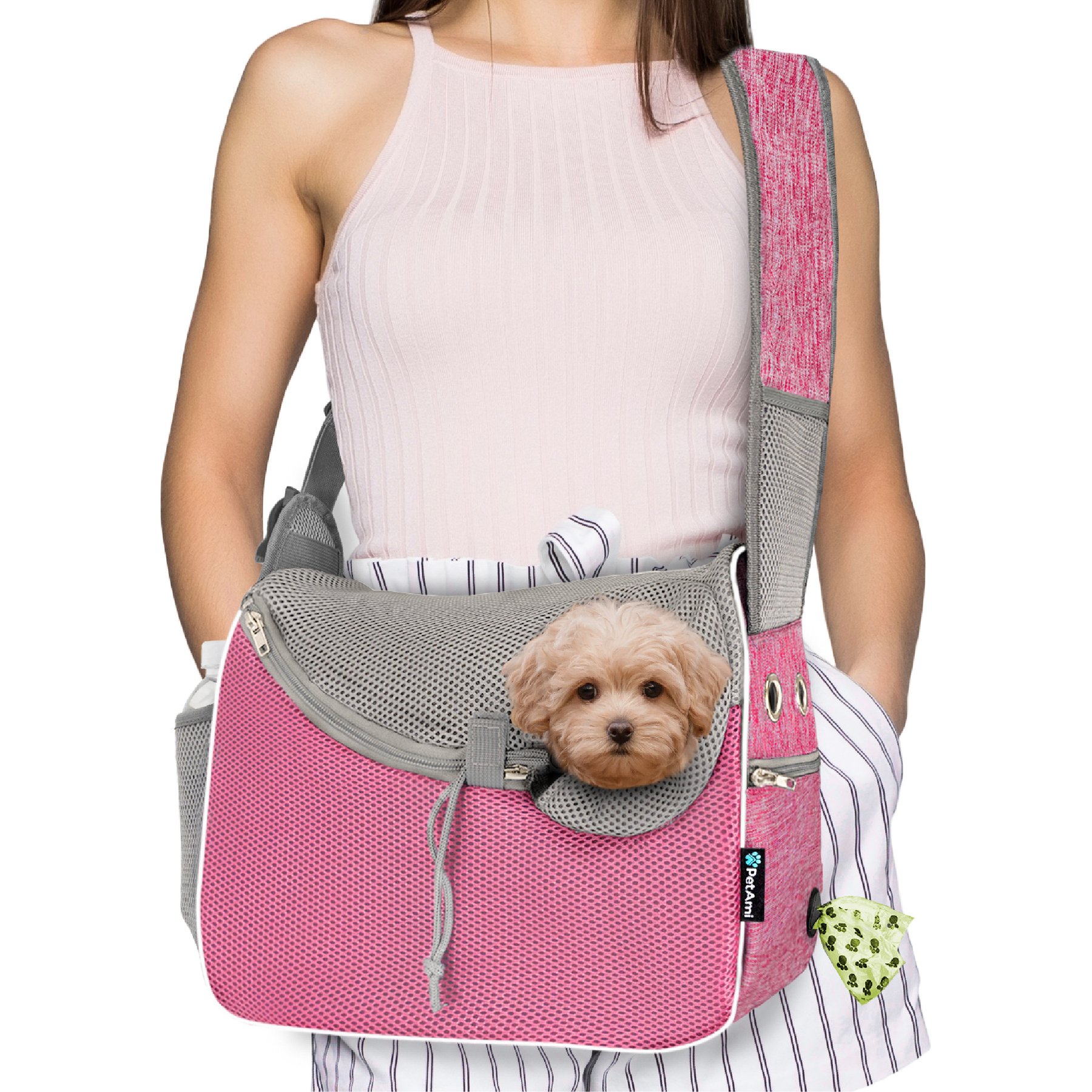 PetAmi Airline Approved Sling Small Dog & Cat Carrier, Pink
