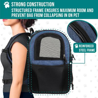 Show full view: PetAmi Ventilated Airline Approved Dog & Cat Carrier Backpack, Navy Blue slide 5 of 8