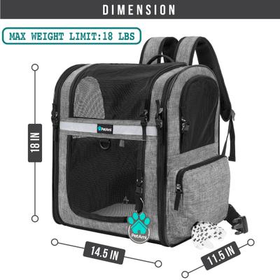 Show full view: PetAmi Ventilated Airline Approved Dog & Cat Carrier Backpack, Heather Grey slide 7 of 9