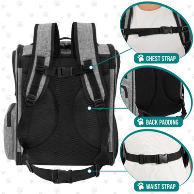 Show full view: PetAmi Ventilated Airline Approved Dog & Cat Carrier Backpack, Heather Grey slide 5 of 9