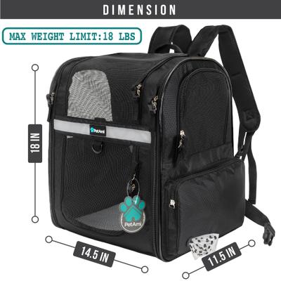 Show full view: PetAmi Ventilated Airline Approved Dog & Cat Carrier Backpack, Black slide 6 of 8